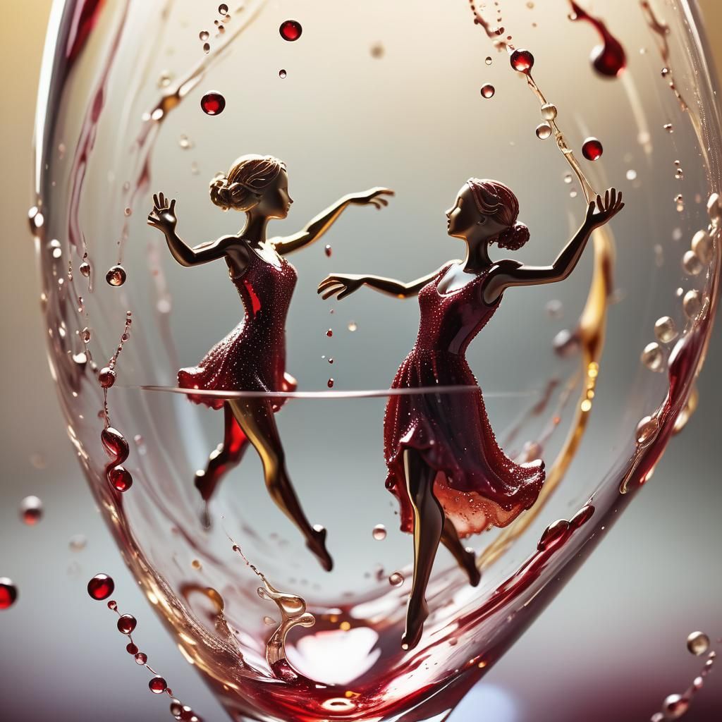Surreal Miniature Dancer in Wine Glass