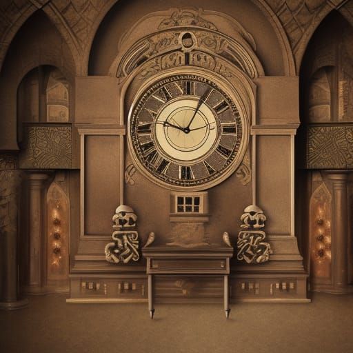 Magical Wooden Clock on the Wall