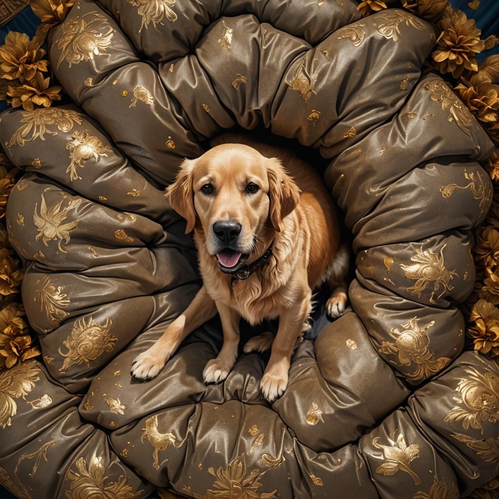 Golden Retriever Resting: Detailed Matte Painting
