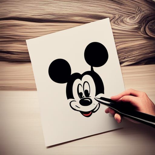 Minimalist Line Art: Cute Mickey Mouse Drawing