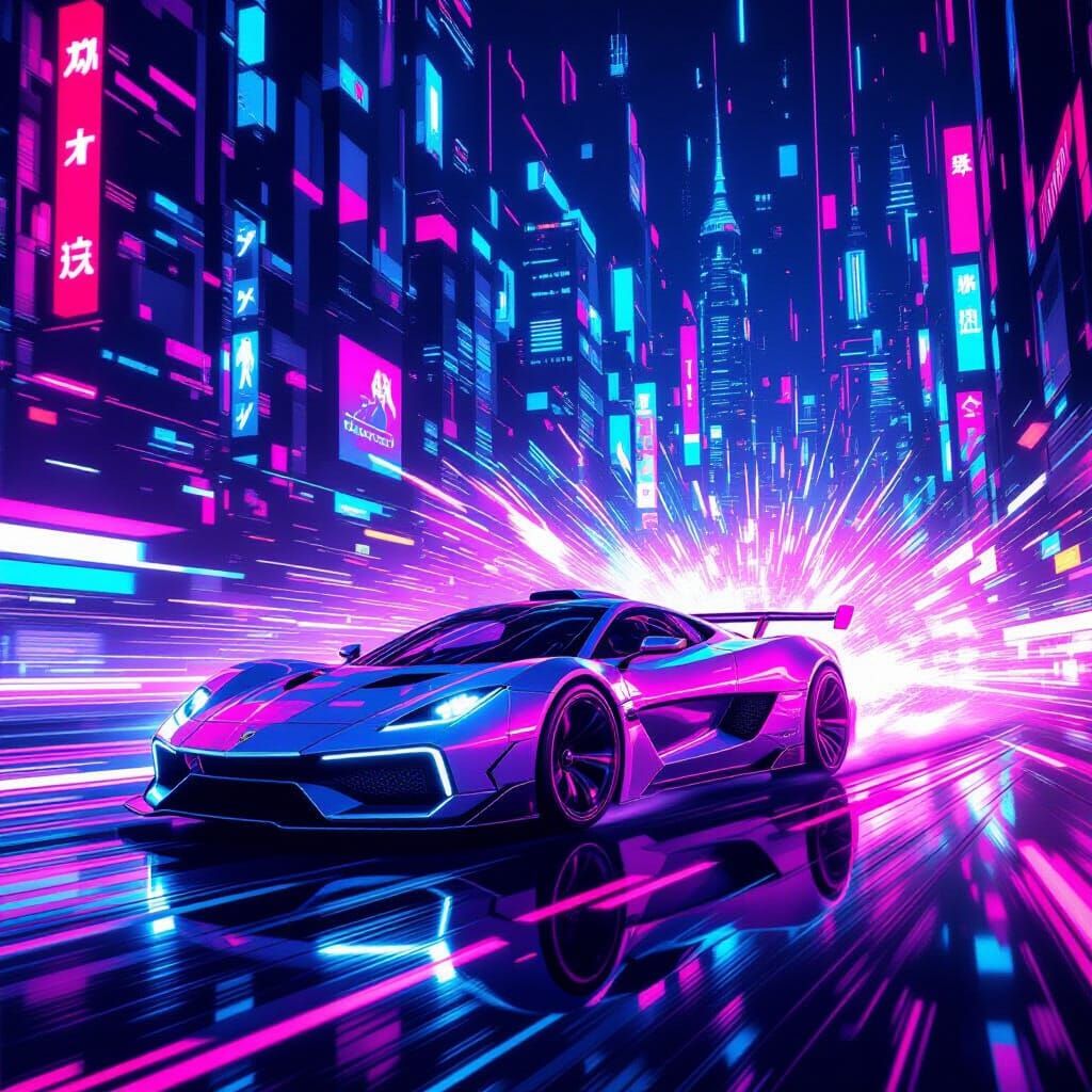 Electrifying Future Scene in Syd Mead Style