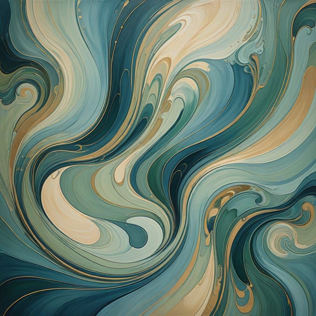 Abstract Expressionism: Swirling Calming Blues, Greens, and ...