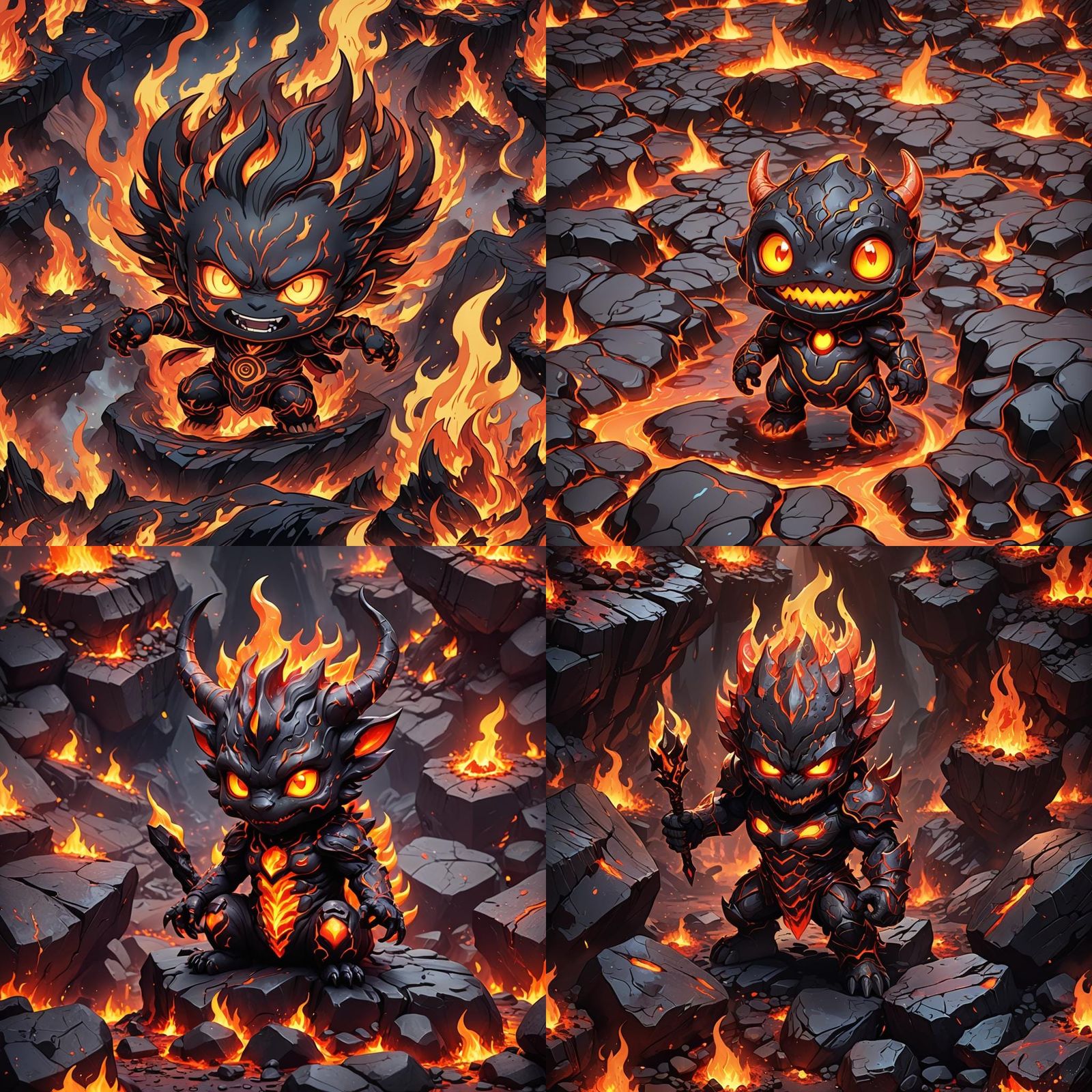 Chibi Lava Elemental in Anime Style