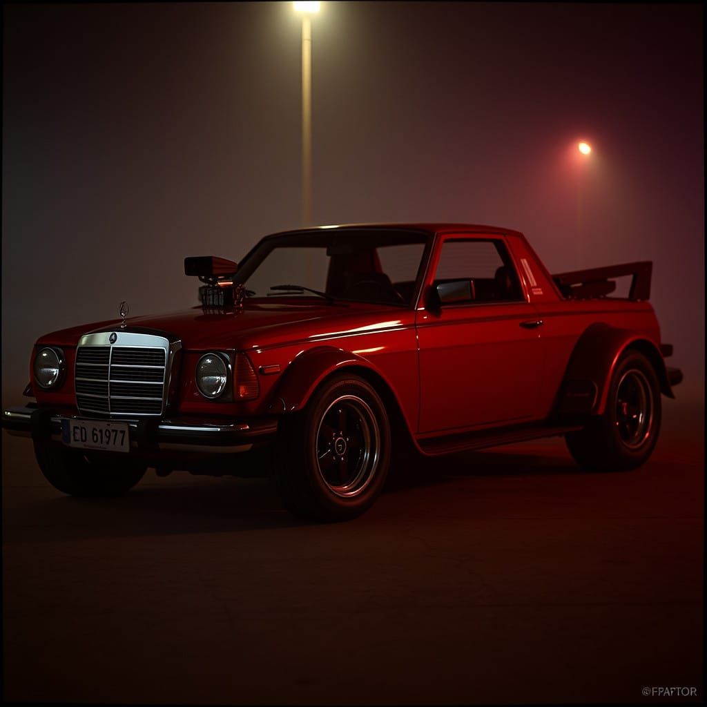 Epic 1978 Dark Red Mercedes Hotrod Concept