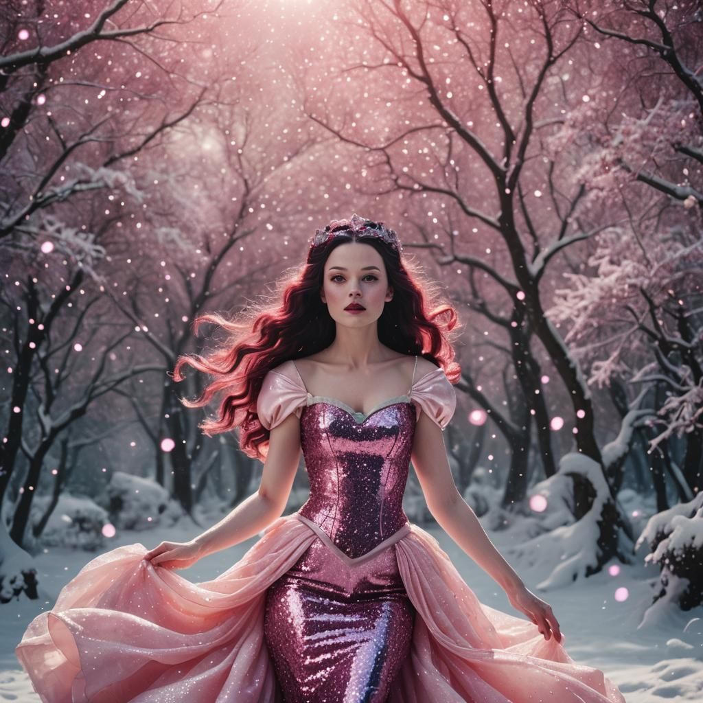 Snow White Space Mermaid with Pink Sparkles
