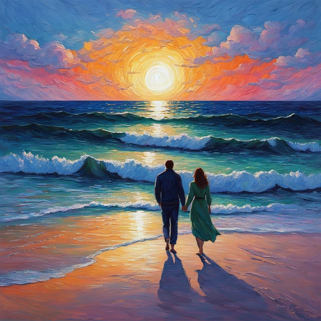 Romantic Beach Couple in Moonlight