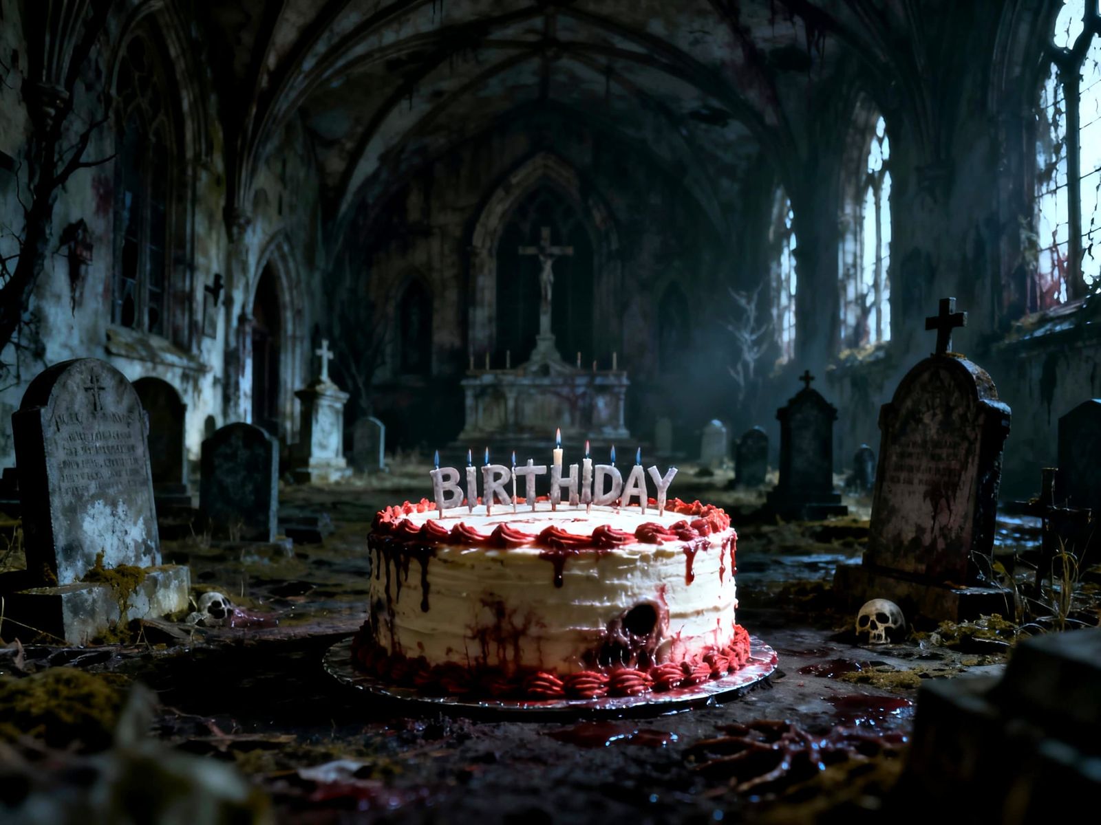 Haunted Church Birthday Cake Photo