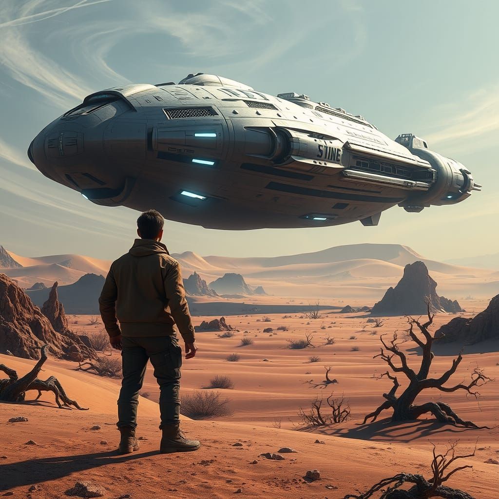 Colossal Star Trek Ship Over Alien Desert