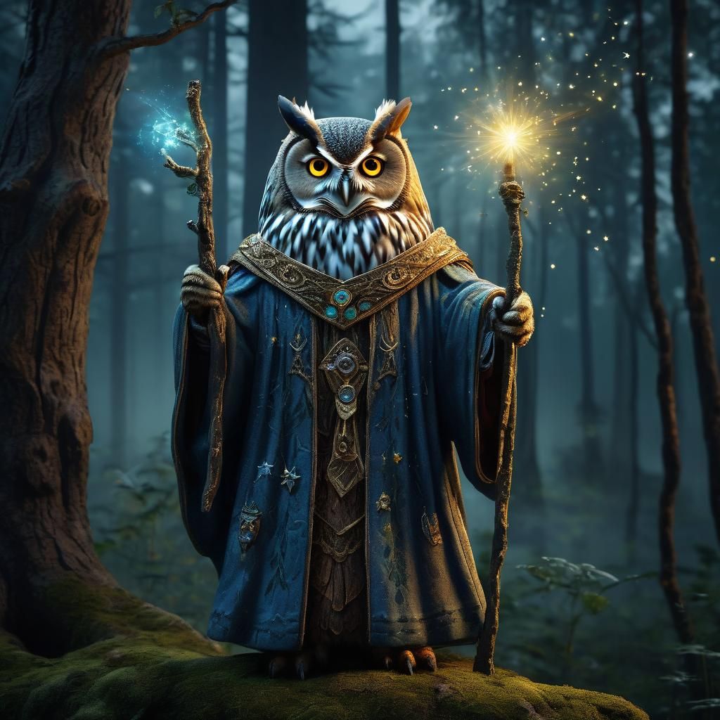 Wise Owl Guardian of the Magic Forest