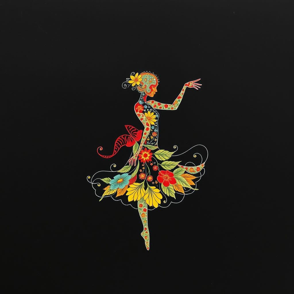 Intricate Floral Fractal in Alcohol-Ink Style