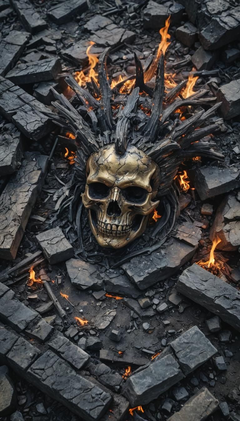 Defeated God on Charred Altar: Epic Fantasy Art