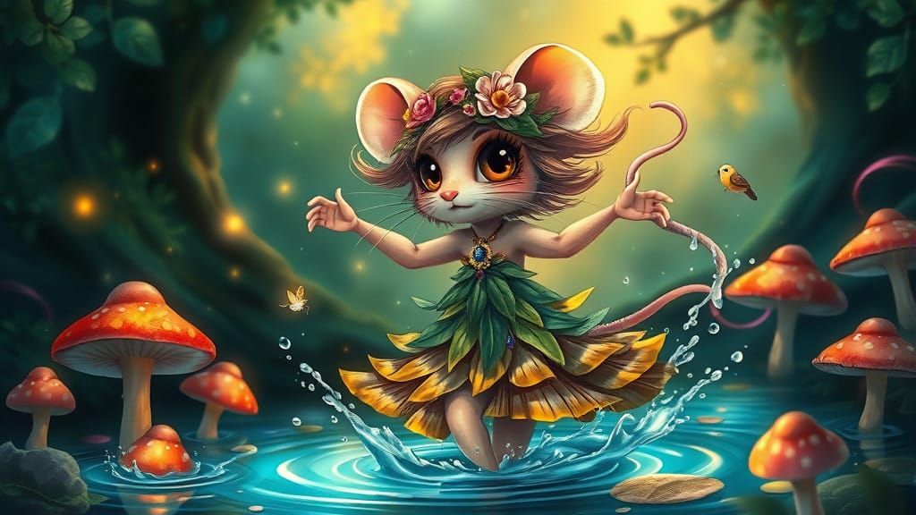 Enchanted Forest Princess Mouse in a Whimsical Wonderland