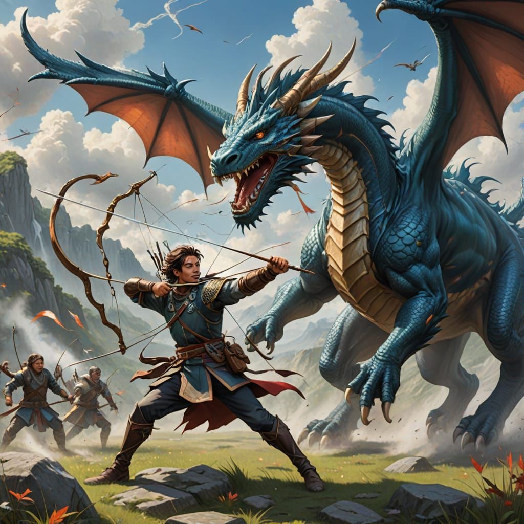Epic Archer Battles Majestic Wind Dragon