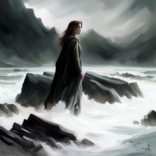 Sinister Banshee Floating Down Rocky Shoreline