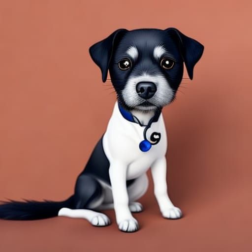 Chibi Anthro Dog Doctor Portrait in Hyperrealistic Style