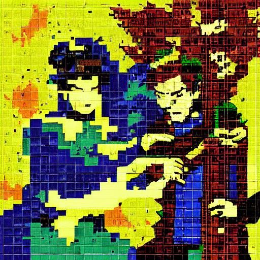 Pixelated Vampire Attack in Old Master Style