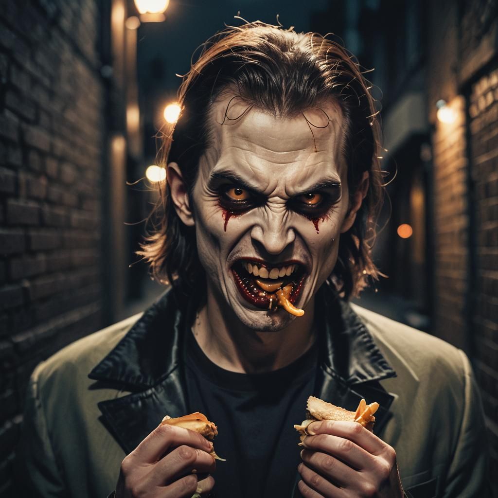 Vampire's Late-Night Burger Run: Cinematic Photography