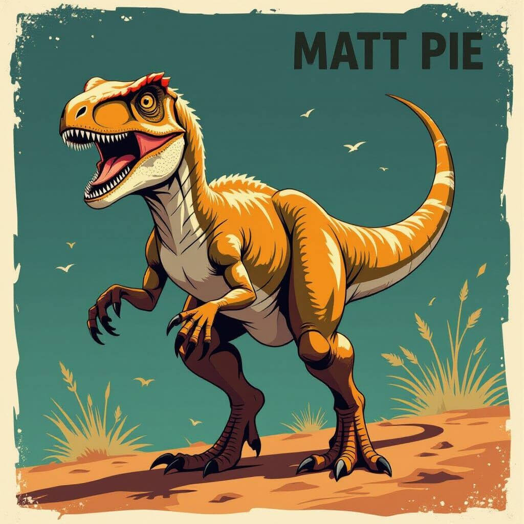 Fierce Velociraptor in Attack Pose, Vector Style