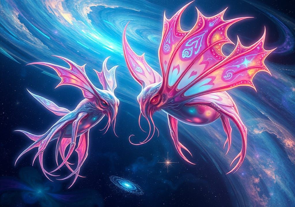 Iridescent Alien Creatures in a Holographic Cosmos