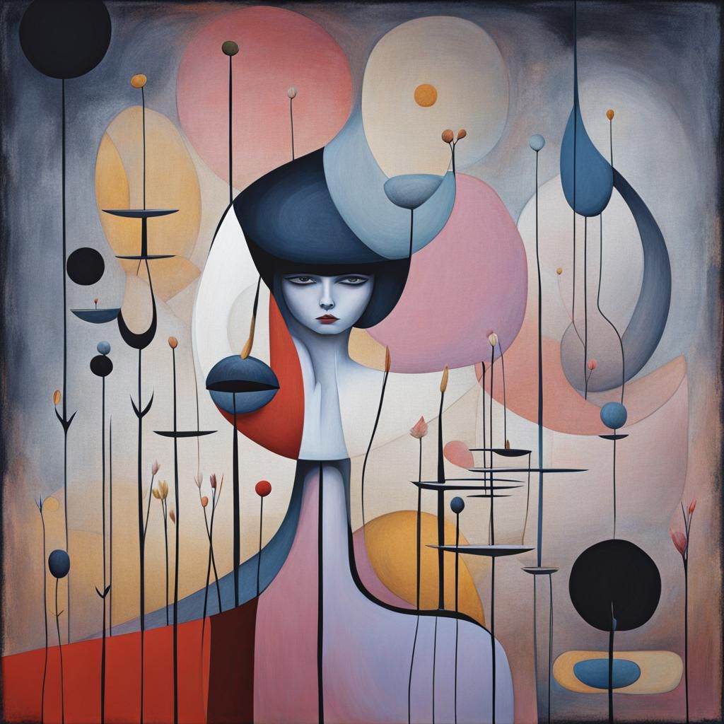 Minimalist Surreal Woman in Art Brut Style