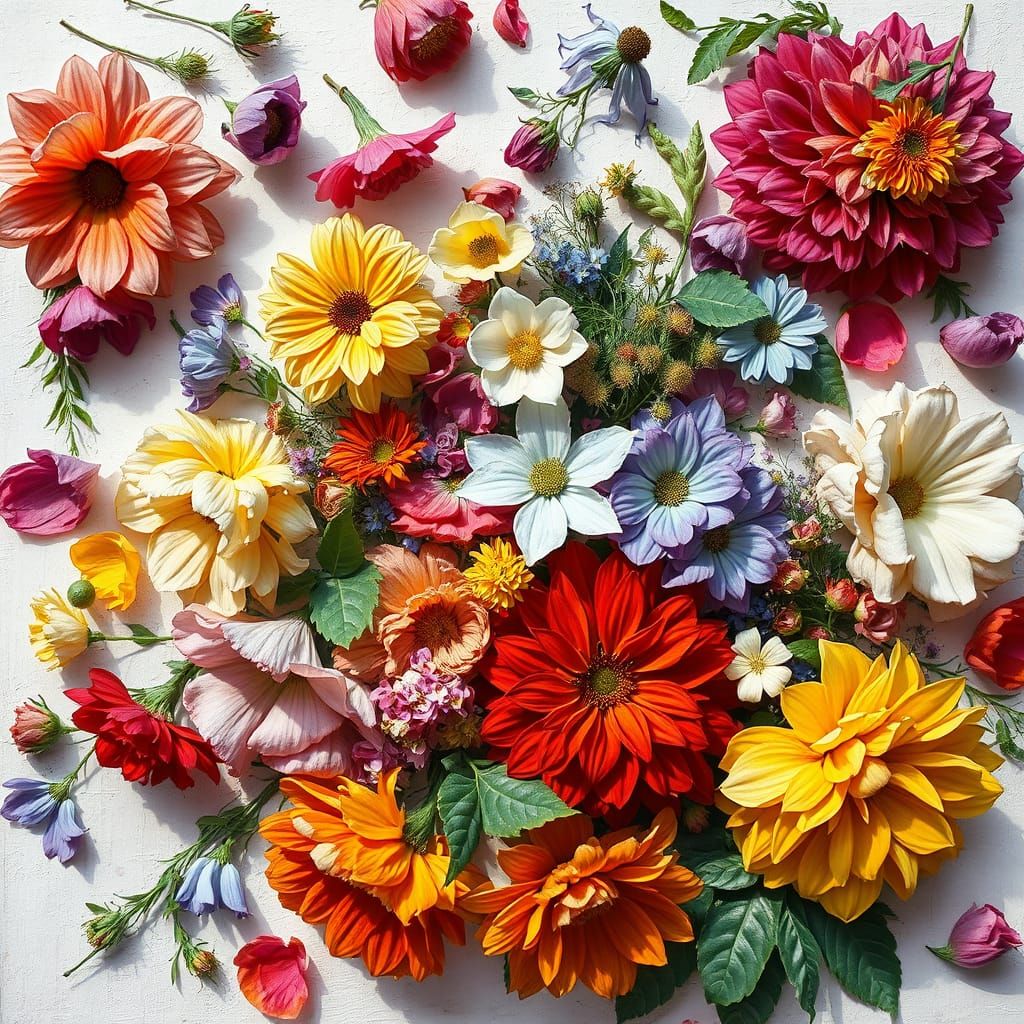 Vibrant Floral Tapestry in the Style of a Dutch Master