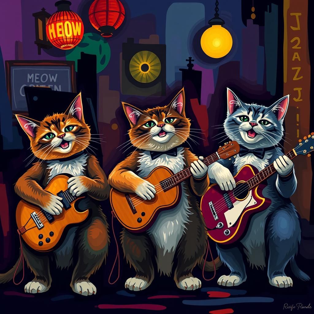 Cats Play Jazz in New Orleans Club
