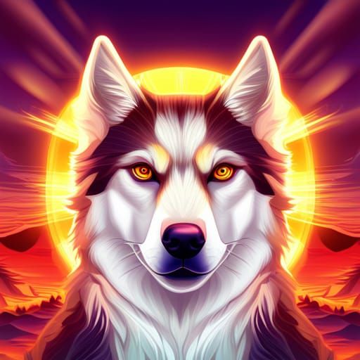 Majestic Siberian Husky in Art Nouveau Style