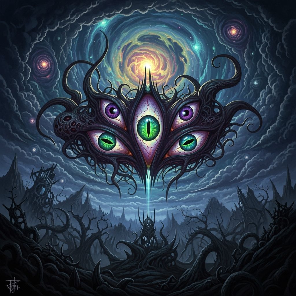 Malevolent Eyes Emerge from Psychedelic Dark Fantasy Skies