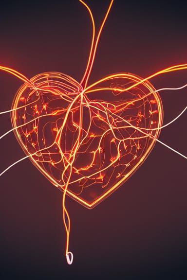 Retro Cyborg Heart with Electrical Sparks