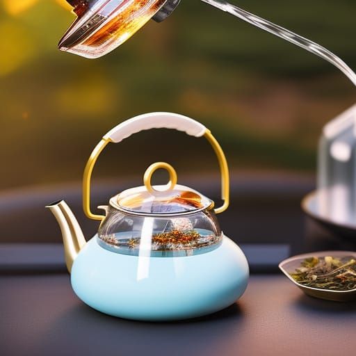 Glass Tea Kettle in Detailed Matte Painting Style