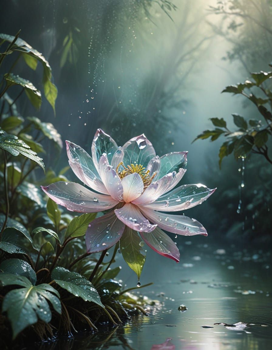 Ethereal Jewel-Toned Flower in Vibrant Magenta and Blush Hue...