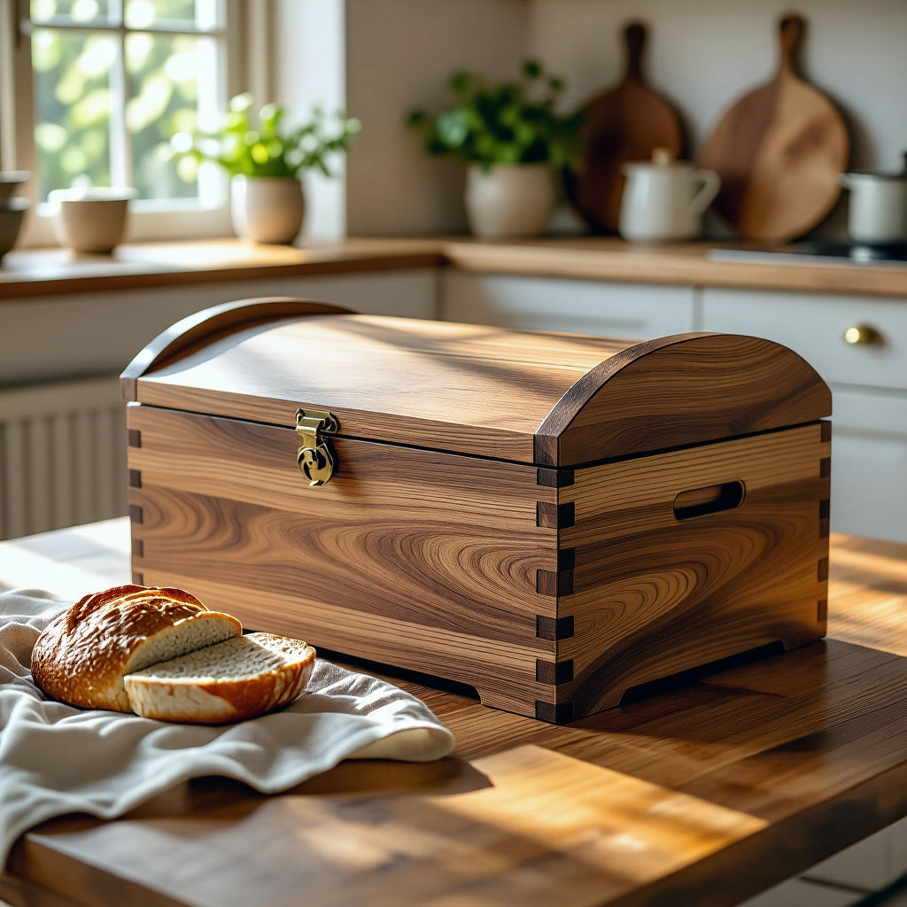 Handcrafted Wooden Bread Box with Rustic Charm