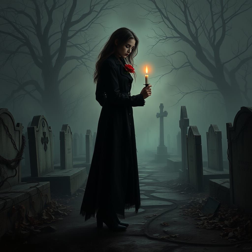 Gothic Romance in a Desolate Cemetery