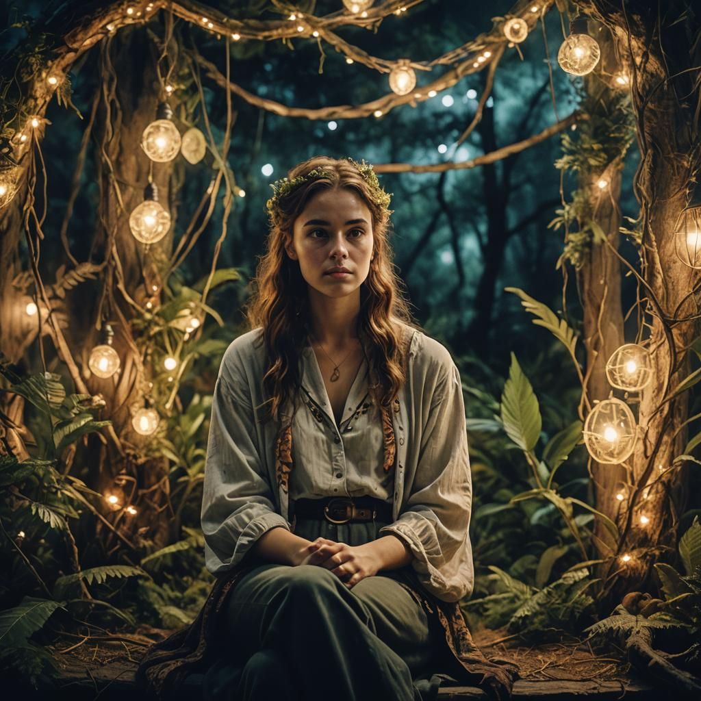 Young Woman in a Fairytale Setting