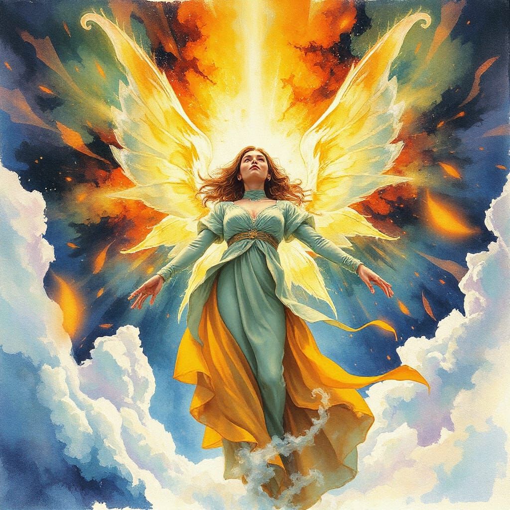 Mystical Woman Transforms Amidst Ethereal Splendor in Vibran...