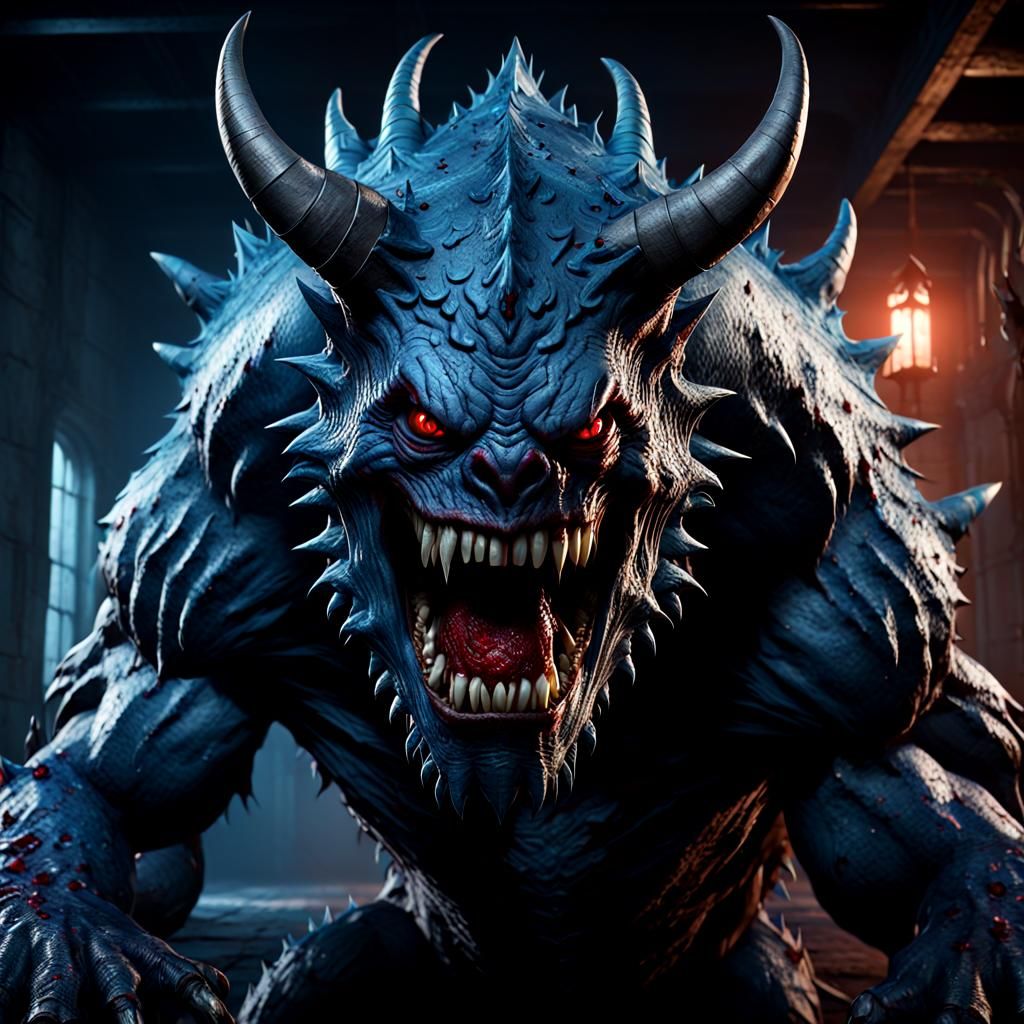 Dark Fantasy Monster in Gothic Setting