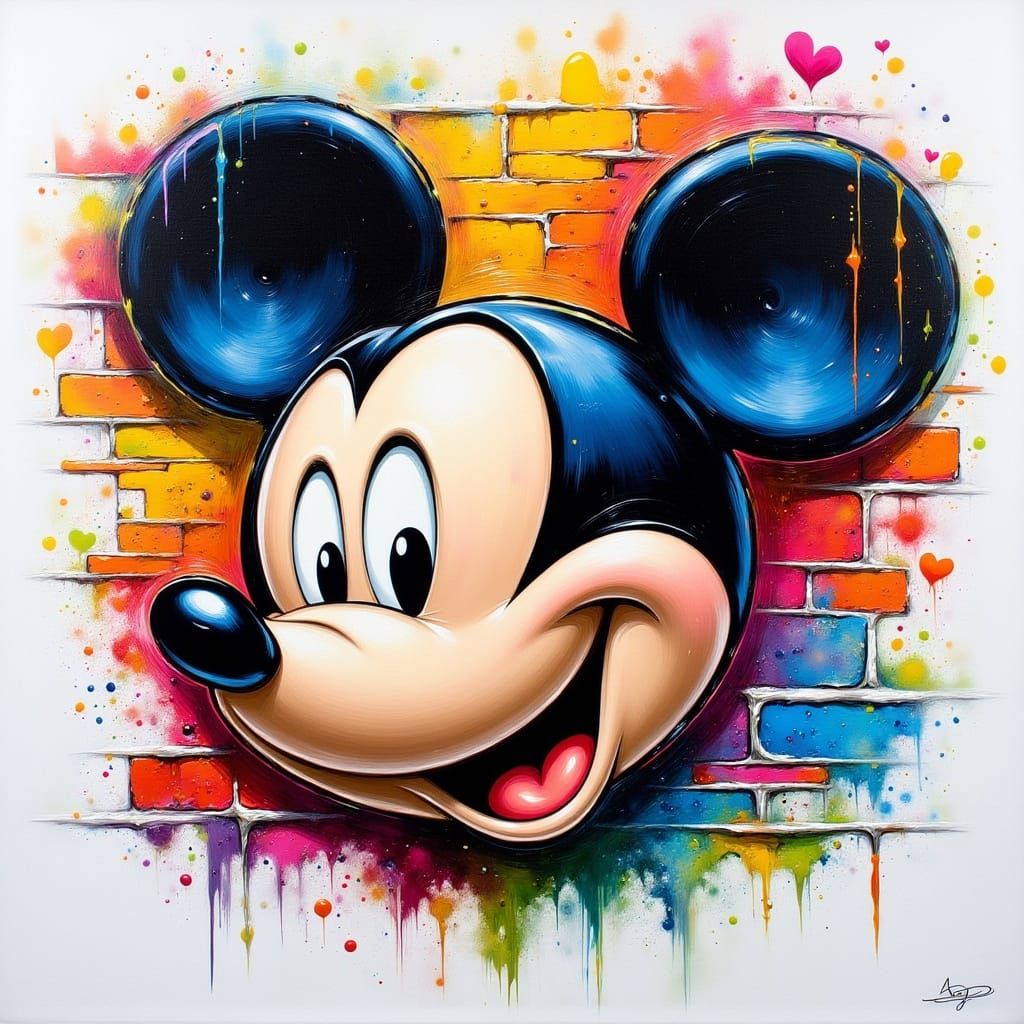 Disney-Inspired Graffiti Art of a Happy Mickey Mouse