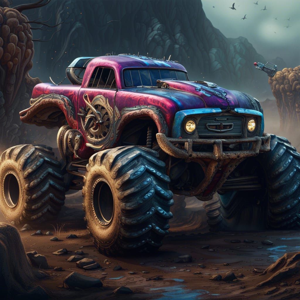 Detailed 4K Monster Truck Fantasy Concept Art