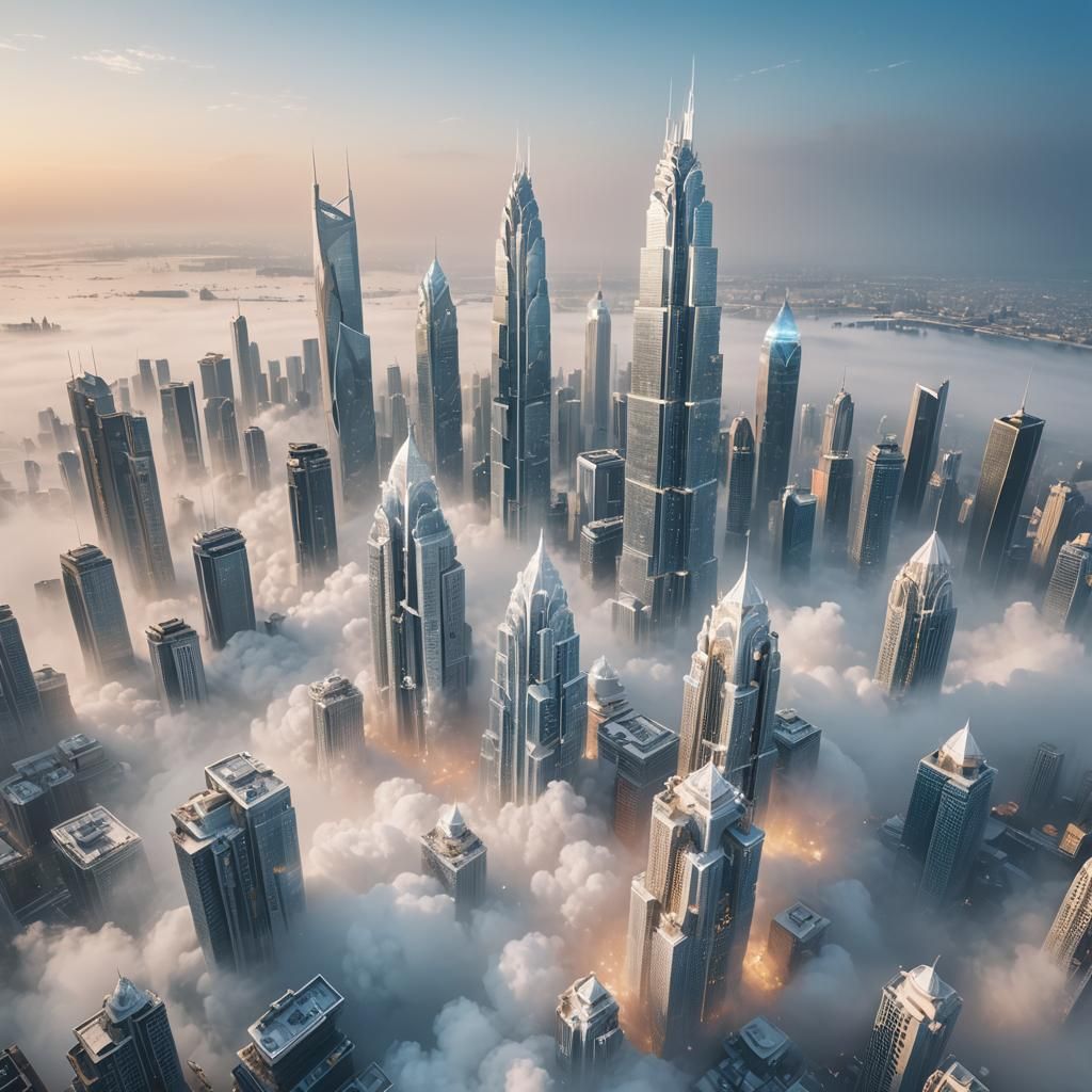 Crystal Skyscrapers in Dreamlike Digital Matte Painting