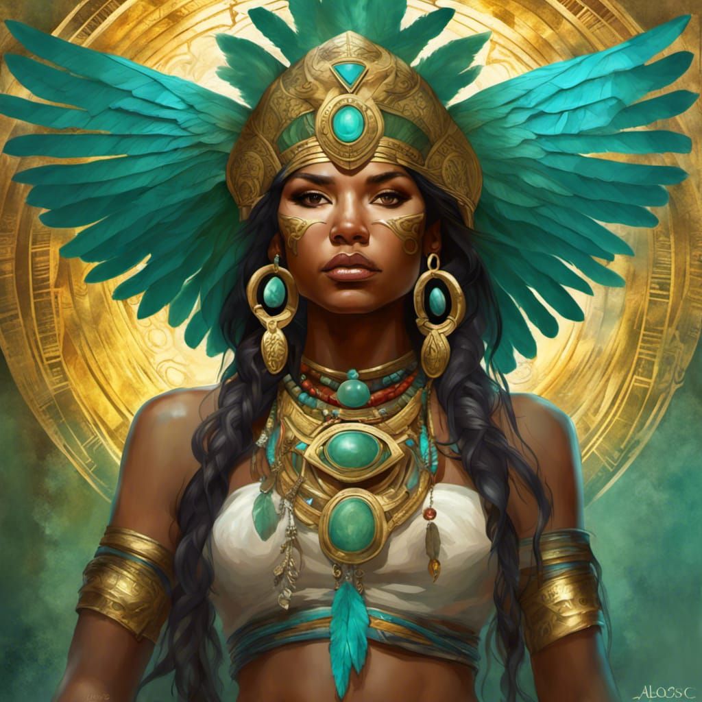 Mayan Goddess Wears Feathered Serpent Crown