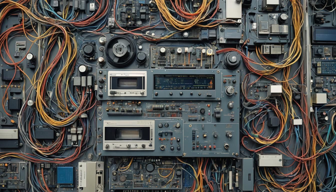 Electronic Components in VCR: Hyperdetailed Comic Art