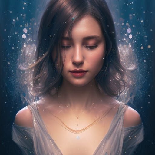 Meditative Woman Portrait in Digital Art Style