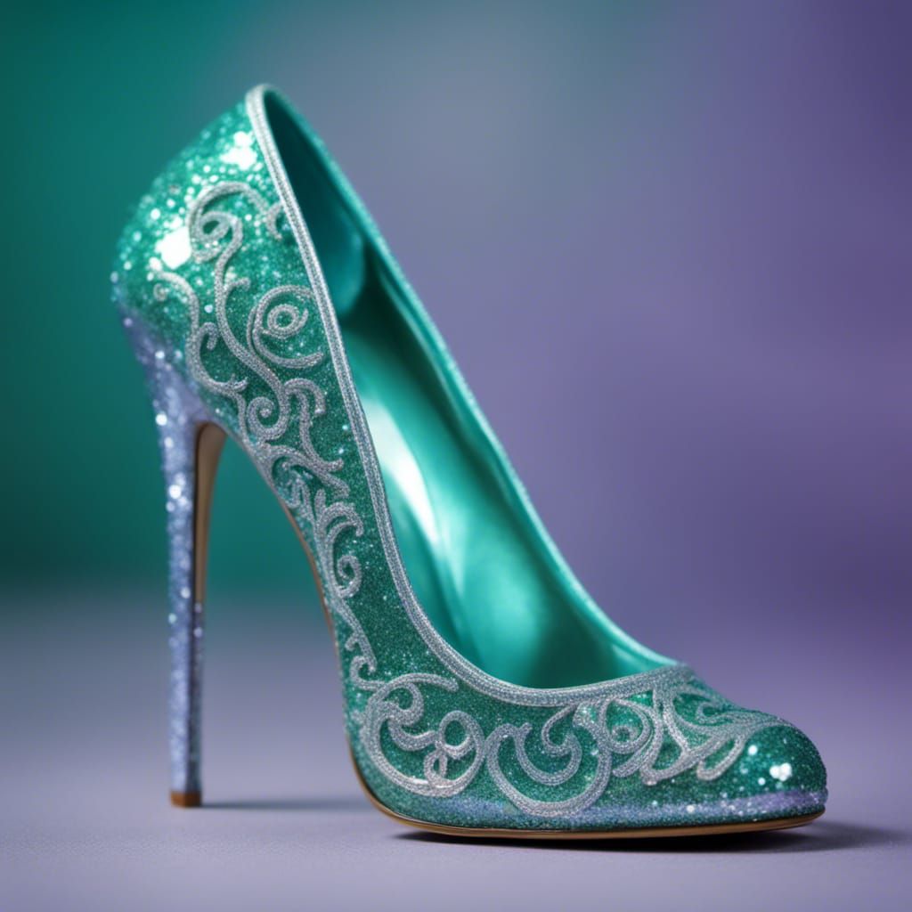 Glittering High Heels with Ornate Filigree Design