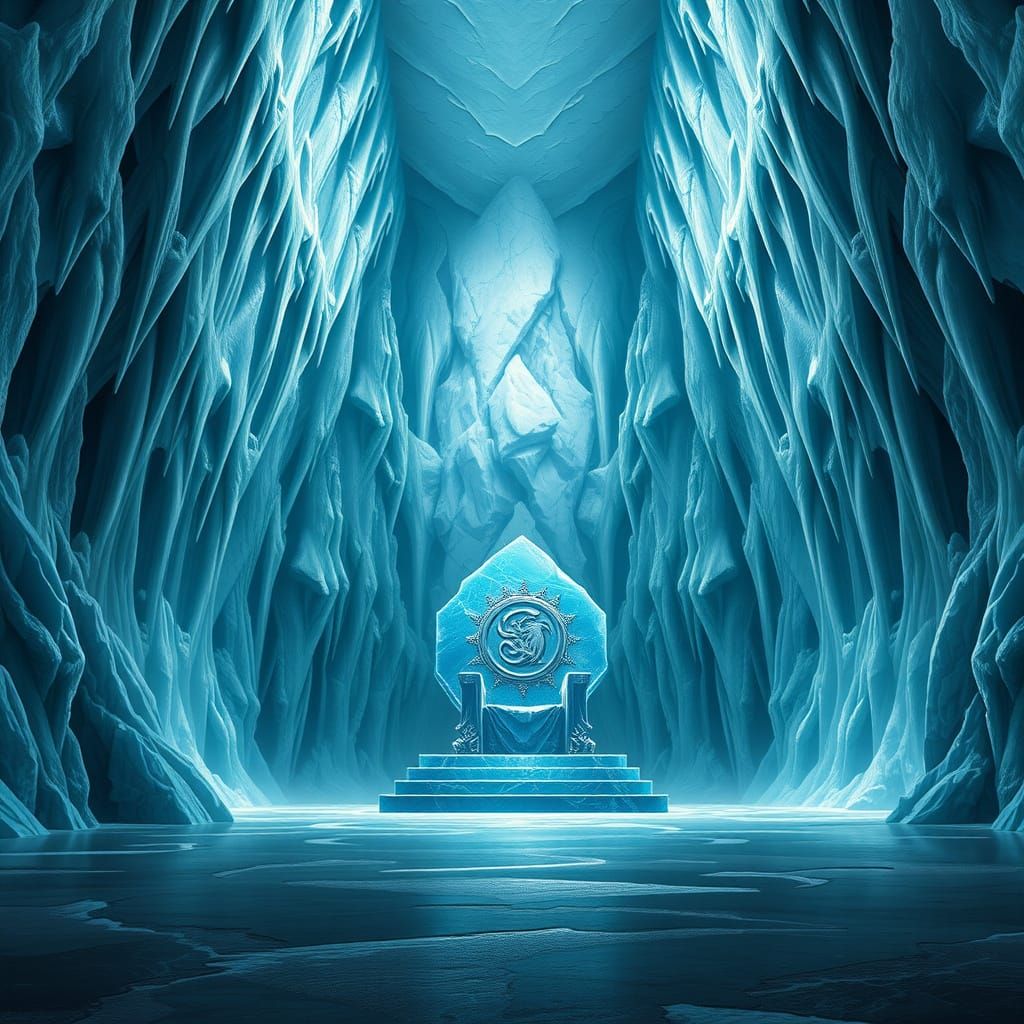 Ethereal Ice Throne Chamber in a Fantastical Glacier Palace