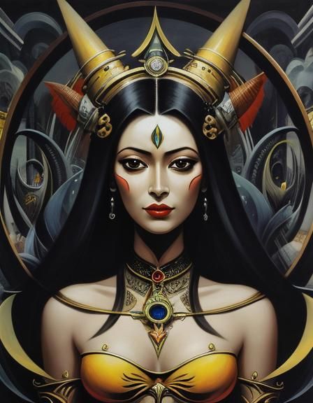 Surreal Face in Modern Matte Oil Style