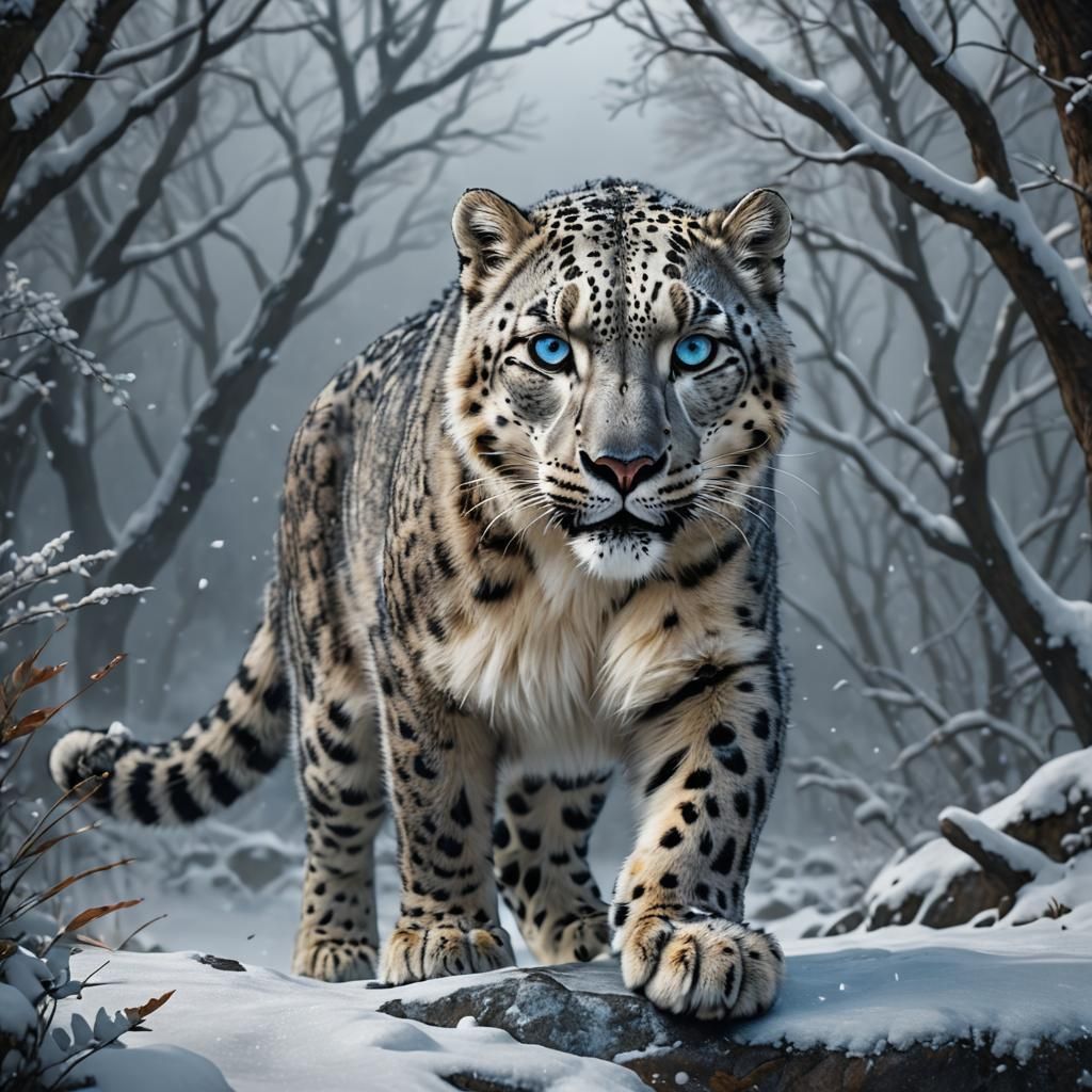 Snow leopard hunting
