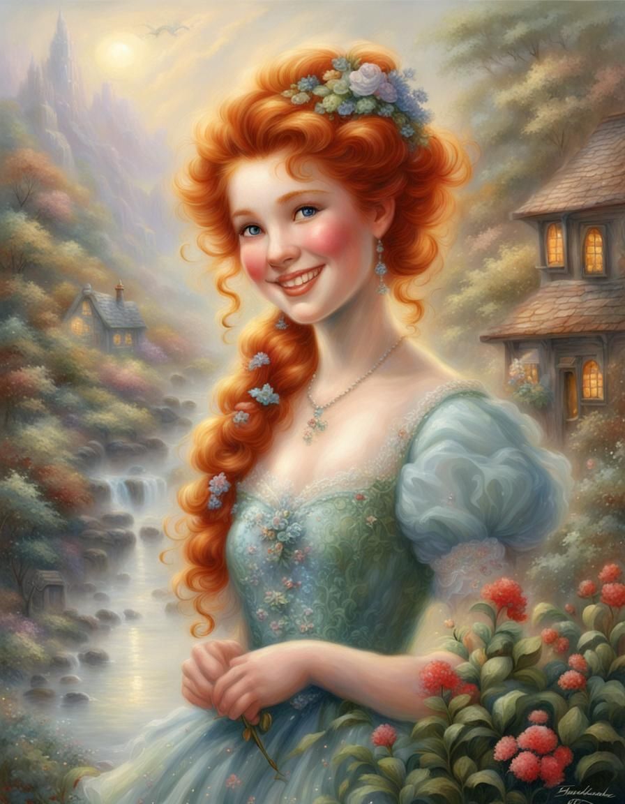 Ethereal Ginger Girl Portrait in Luminist Style