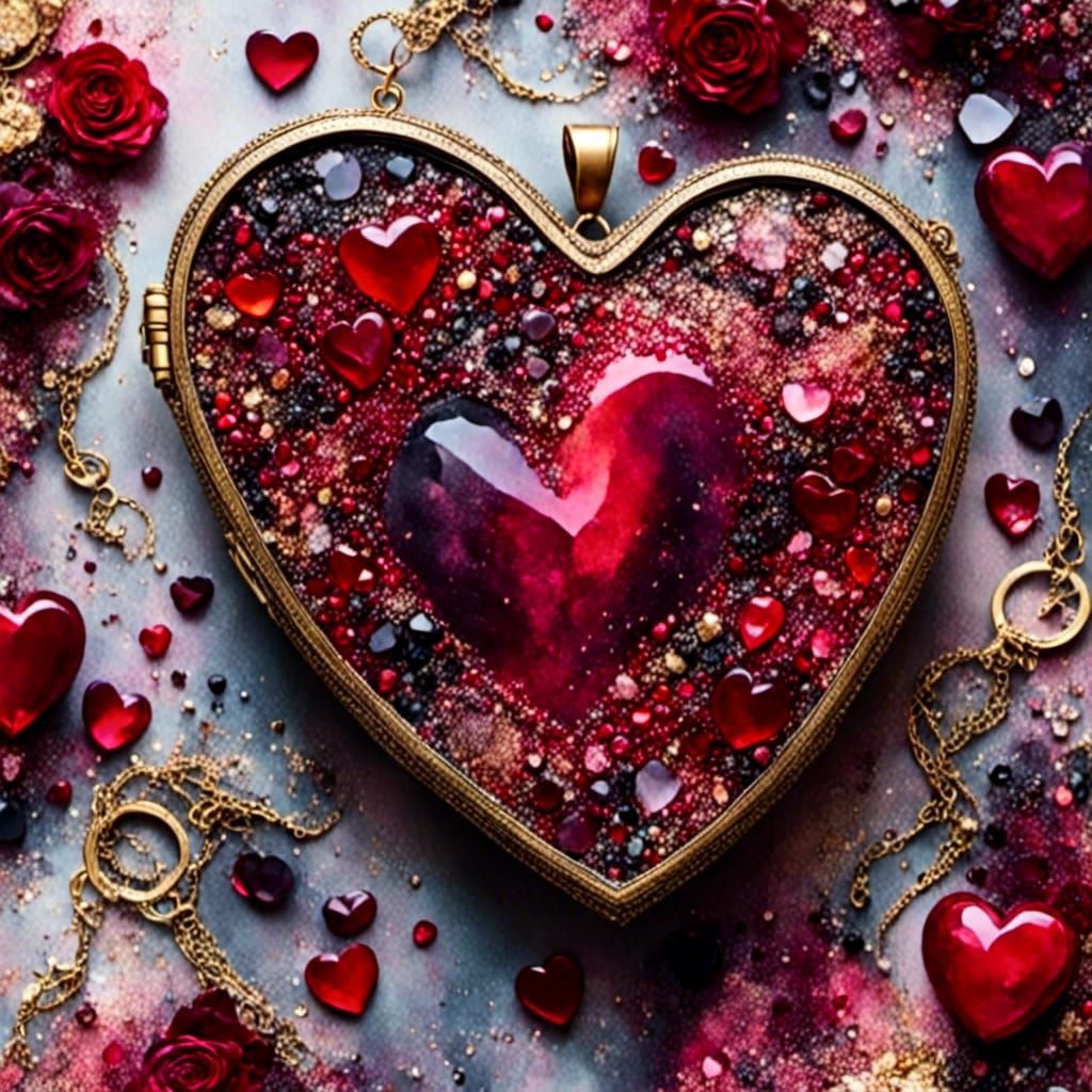 Romantic Heartscape in Watercolor Style