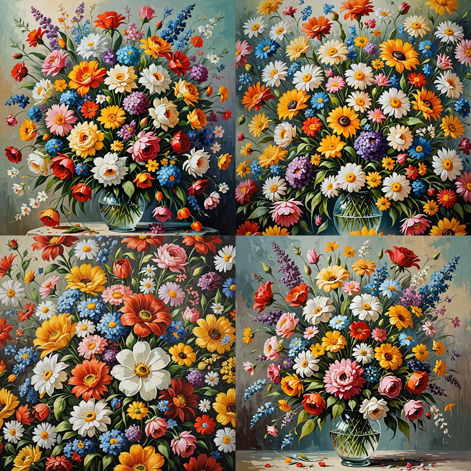 Colorful Floral Bouquet as Painted Masterpiece
