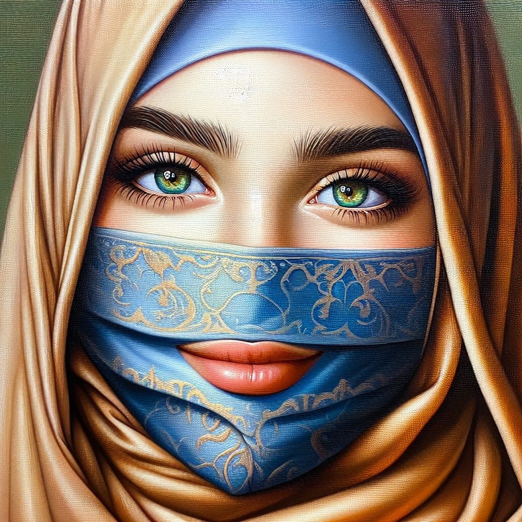 Elegant Woman in Hijab and Mask